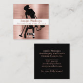 家事メイドサービス清掃バラ金ゴールド スクエア名刺 (正面/裏面)