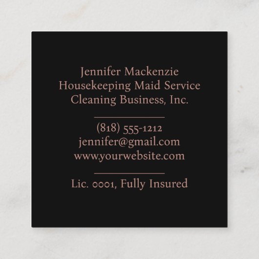 家事メイドサービス清掃バラ金ゴールド スクエア名刺 (裏面)