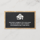 家保のロゴ |レザー |木製トリム 名刺 (裏面)