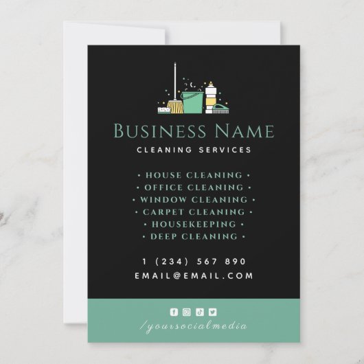 家保の清掃サービスのメイド名刺 招待状 (正面)