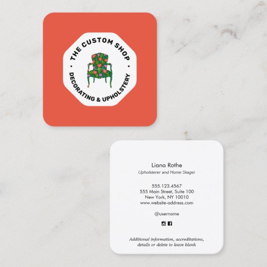 家具の家具とホーム飾ズスクエアブ スクエア名刺 (正面/裏面)