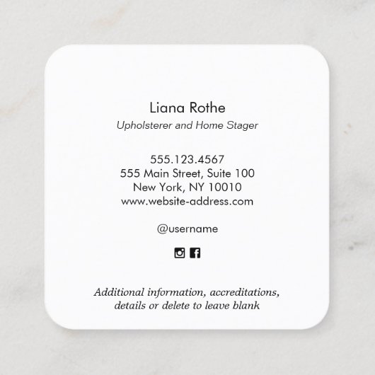 家具の家具とホーム飾ズスクエアブ スクエア名刺 (裏面)