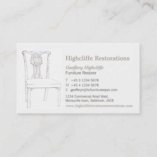 家具の旧式な椅子の復帰の名刺 名刺 (正面)