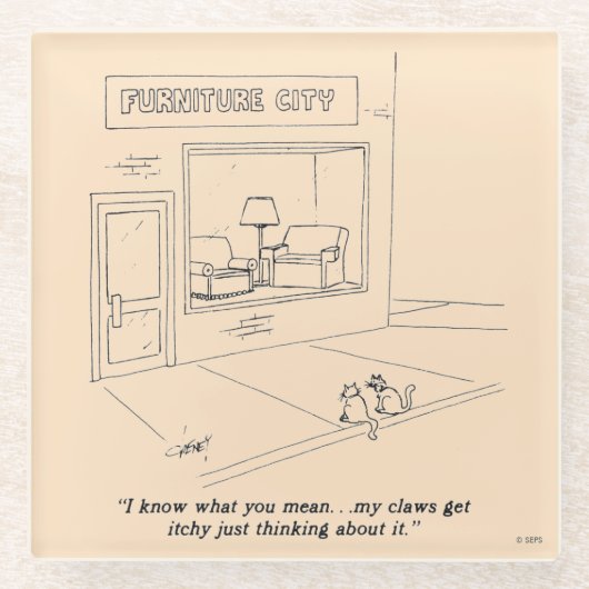 家具を引き裂いている猫 ガラスコースター (正面)