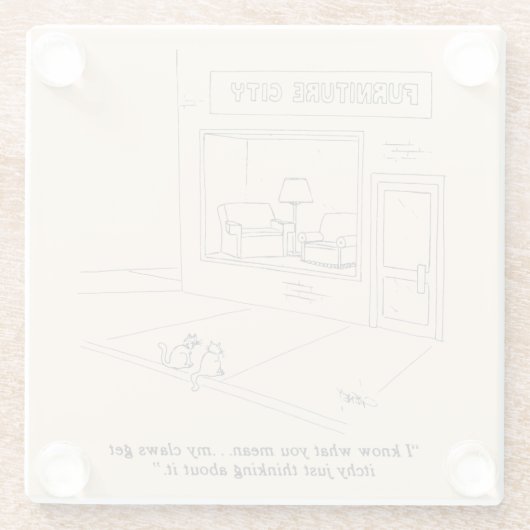 家具を引き裂いている猫 ガラスコースター (裏面)