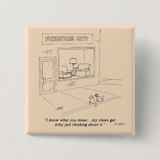 家具を引き裂いている猫 缶バッジ (正面)