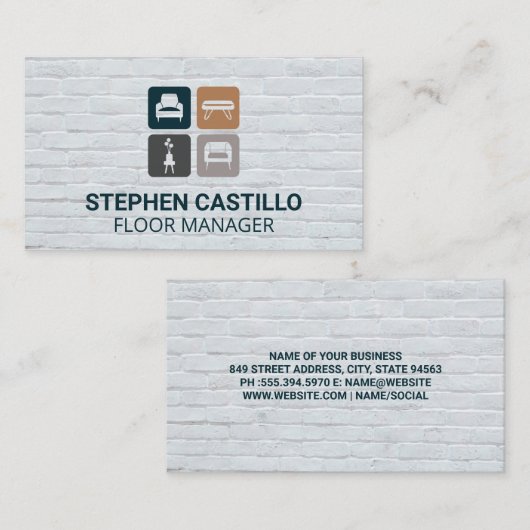 家具アイコン |レンガの壁 名刺 (正面/裏面)