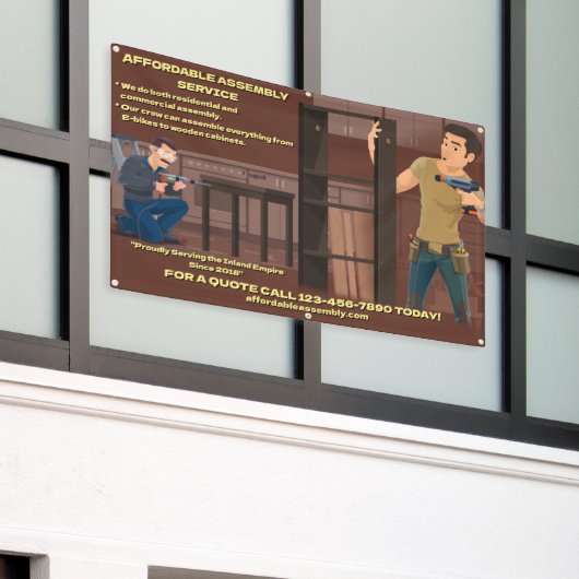 家具カスタマイズ組立サービス 横断幕 (ビルの外側)