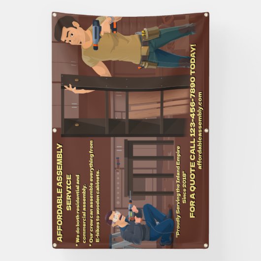 家具カスタマイズ組立サービス 横断幕 (縦)