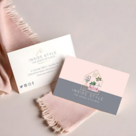 家具デコールホームスタイリッシュステージングピンク&グレー 名刺