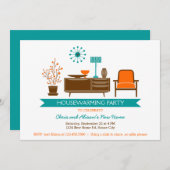 家具モダン引っ越し祝いパーティーパーティの招待状 招待状 (正面/裏面)