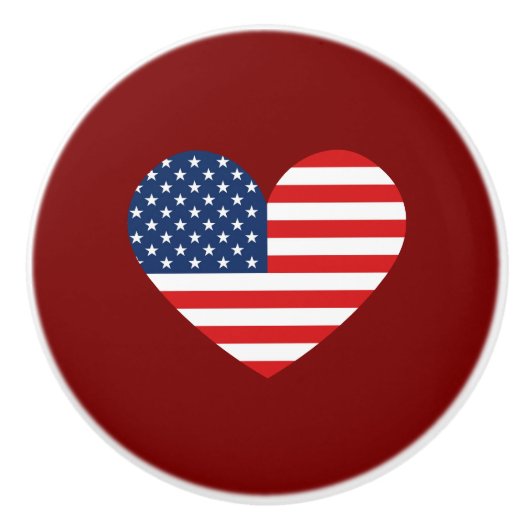 家具用セラミックノブハートの米国国旗 セラミックノブ (正面)