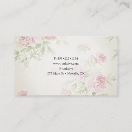 家具色彩の鮮やか花飾り椅子ピンクのバラ 名刺 (裏面)