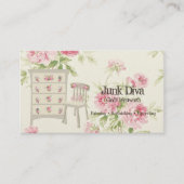 家具色彩の鮮やか花飾り椅子ピンクのバラ 名刺 (正面)