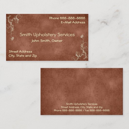 家具製造販売業のUpholstererの革名刺 名刺 (正面/裏面)