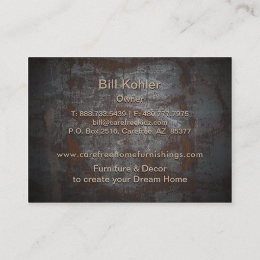 家具類さび付き金属枠ヴィンテージ 名刺 (裏面)