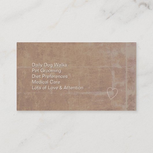 家及びペット着席犬及び猫 名刺 (裏面)