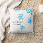 家名の輝モダンく青降る雪片 クッション (ブランケット)