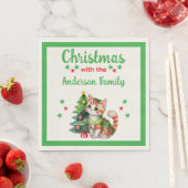 家名ネコの木グリーンレッドクリスマス スタンダードランチョンナプキン (インサイチュ)