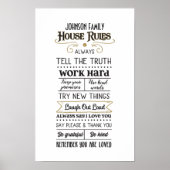 家名付きハウスルール黒金ゴールド ポスター (正面)