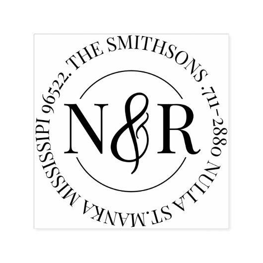 家名入りリターンアドレス サークル セルフインキングスタンプ (デザイン)