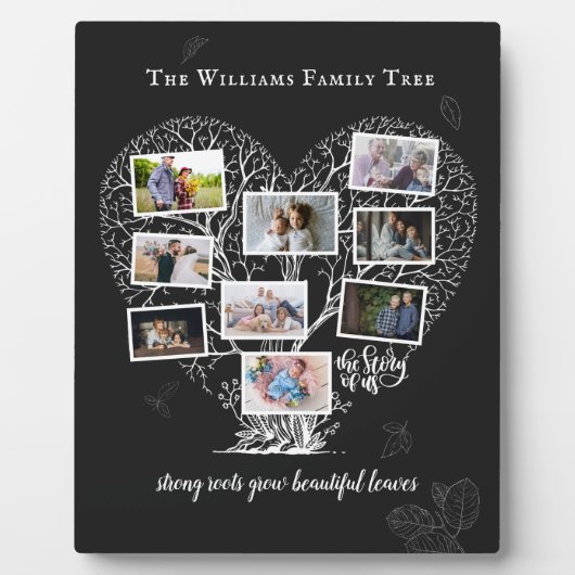 家名写真コラージュ |ファミリツリーハート フォトプラーク (正面)