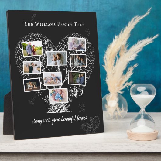 家名写真コラージュ |ファミリツリーハート フォトプラーク (側面)