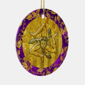 家宝のシシリアのTrinacriaの金ゴールドの紫色 セラミックオーナメント (右)