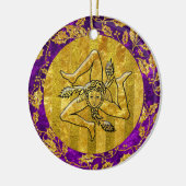 家宝のシシリアのTrinacriaの金ゴールドの紫色 セラミックオーナメント (左)