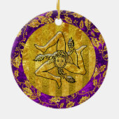 家宝のシシリアのTrinacriaの金ゴールドの紫色 セラミックオーナメント (裏面)