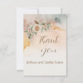 家宝ヴィンテージアイボリーバラ水の色結婚の サンキューカード (正面)