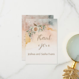 家宝ヴィンテージアイボリーバラ水の色結婚の サンキューカード