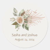 家宝ヴィンテージアイボリーバラ水の色結婚の ラウンドシール (正面)