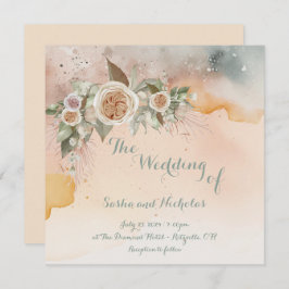 家宝ヴィンテージアイボリーバラ水の色結婚の 招待状