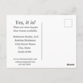 家実在マーケティングメーラーを販売する不動産 ポストカード (裏面)