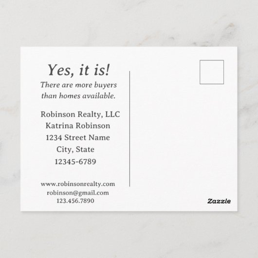 家実在マーケティングメーラーを販売する不動産 ポストカード (裏面)