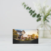 家実在写真つき不動産，金ゴールドアクセント， QRコード 名刺 (スタンド正面)