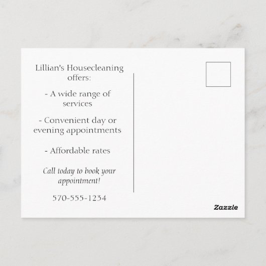 家屋清掃用メイドビジ広告ネス ポストカード (裏面)