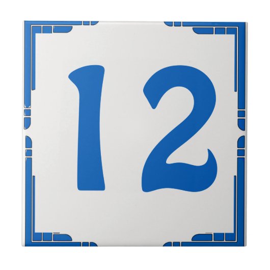 家屋番号の青い番号 タイル (正面)