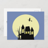 家幽霊のよく出ると魔女飛んでいるカード ポストカード (正面/裏面)