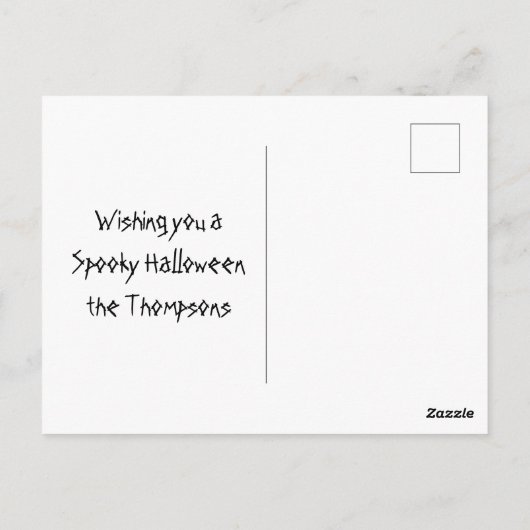 家幽霊のよく出ると魔女飛んでいるカード ポストカード (裏面)