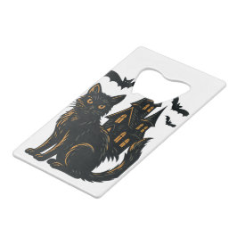 家幽霊のよく出ると黒猫 クレジットカード栓抜き