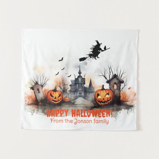 家幽霊のよく出るカボチャの魔女 タペストリー (正面(横))