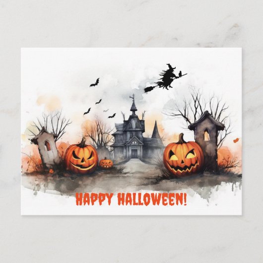 家幽霊のよく出るカボチャの魔女 ポストカード (正面)