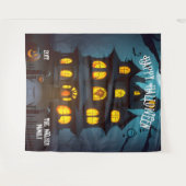 家幽霊のよく出るハッピーハローウィンファミリ名 |年 タペストリー (正面(横))