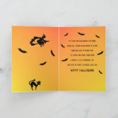 家幽霊のよく出るハッピーハローウィン魔女、カボチャ、フクロウ カード (内部)