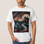 「家幽霊のよく出るハロウィーンの夜Tシャツ」 Tシャツ (正面)