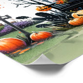 家幽霊のよく出るハローウィンパーティ標識 ポスター (角)