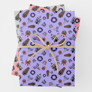 家幽霊のよく出る付きクレプマス、スカル、リース、棺 ラッピングペーパーシート