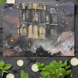 家幽霊のよく出る屋 |不気味満月の木とこうもり キッチンタオル